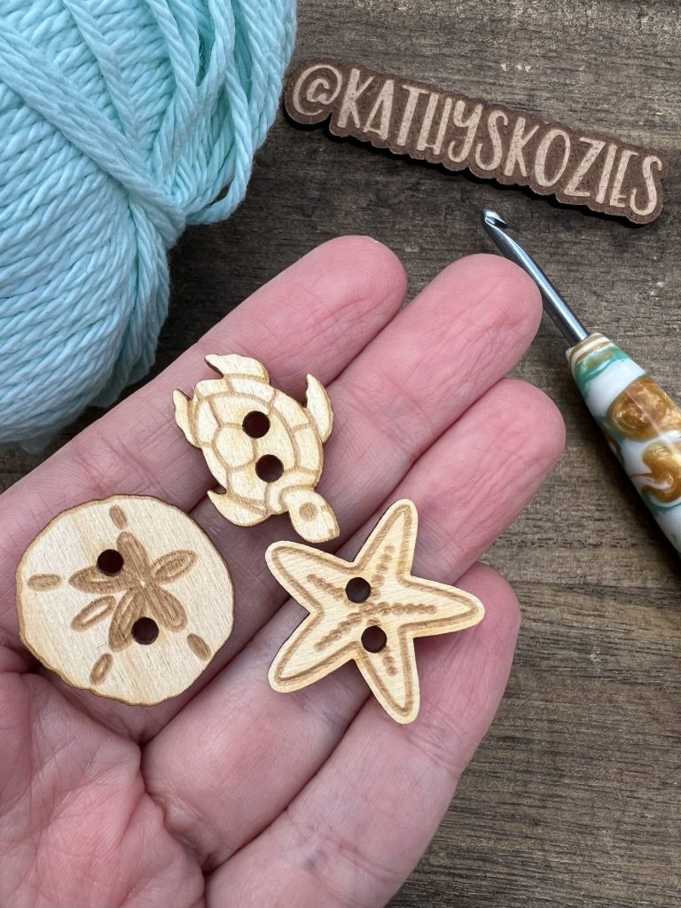 Wooden buttons make the perfect accessory to crocheted cord keepers.